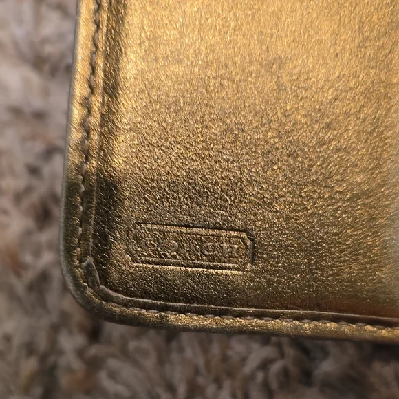 Coach Brown Signature Wallet with Gold Accents - Picture 4 of 12